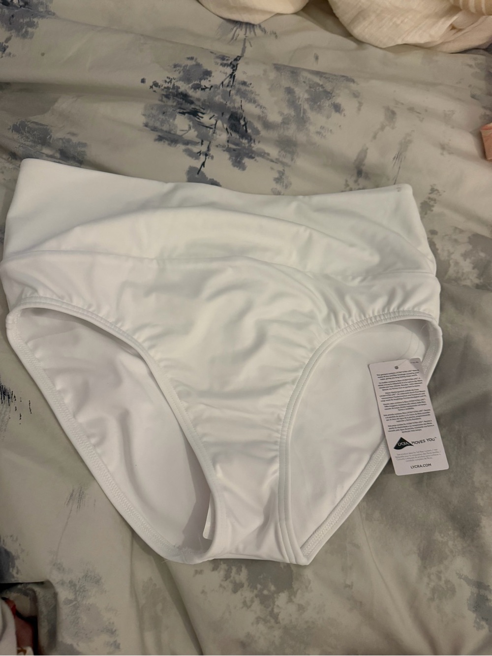 Lands' End White High-Waist Swim Briefs